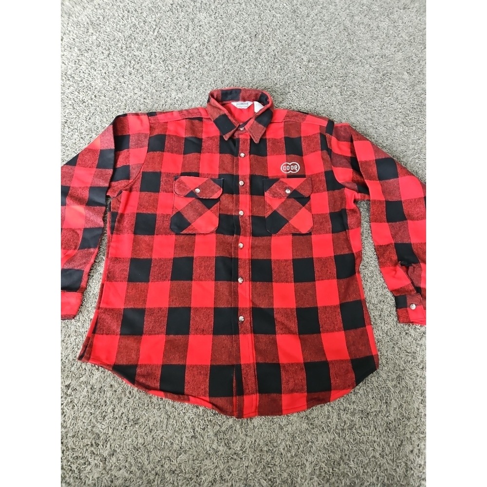 Vtg‎ Five Brother Flannel Shirt Mens XL Buffalo Plaid Lumberjack USA Coop Logo